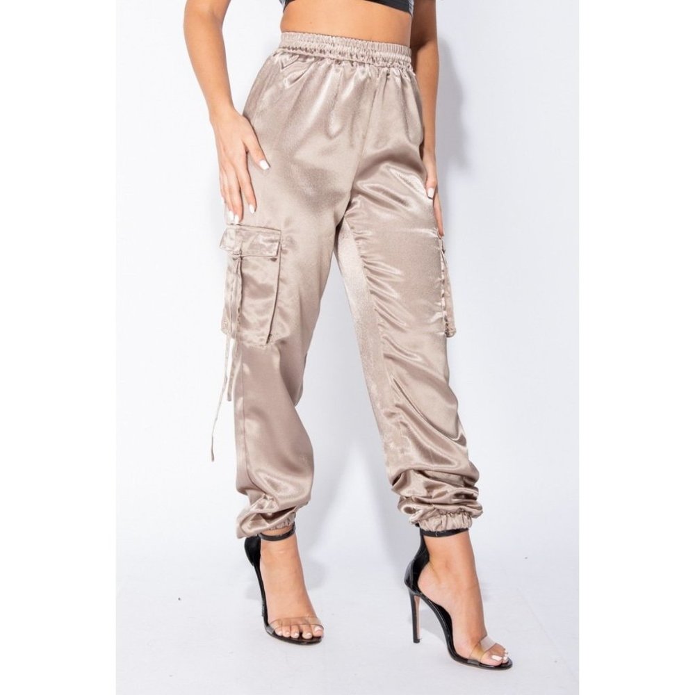 MOCHA SATIN TROUSERS